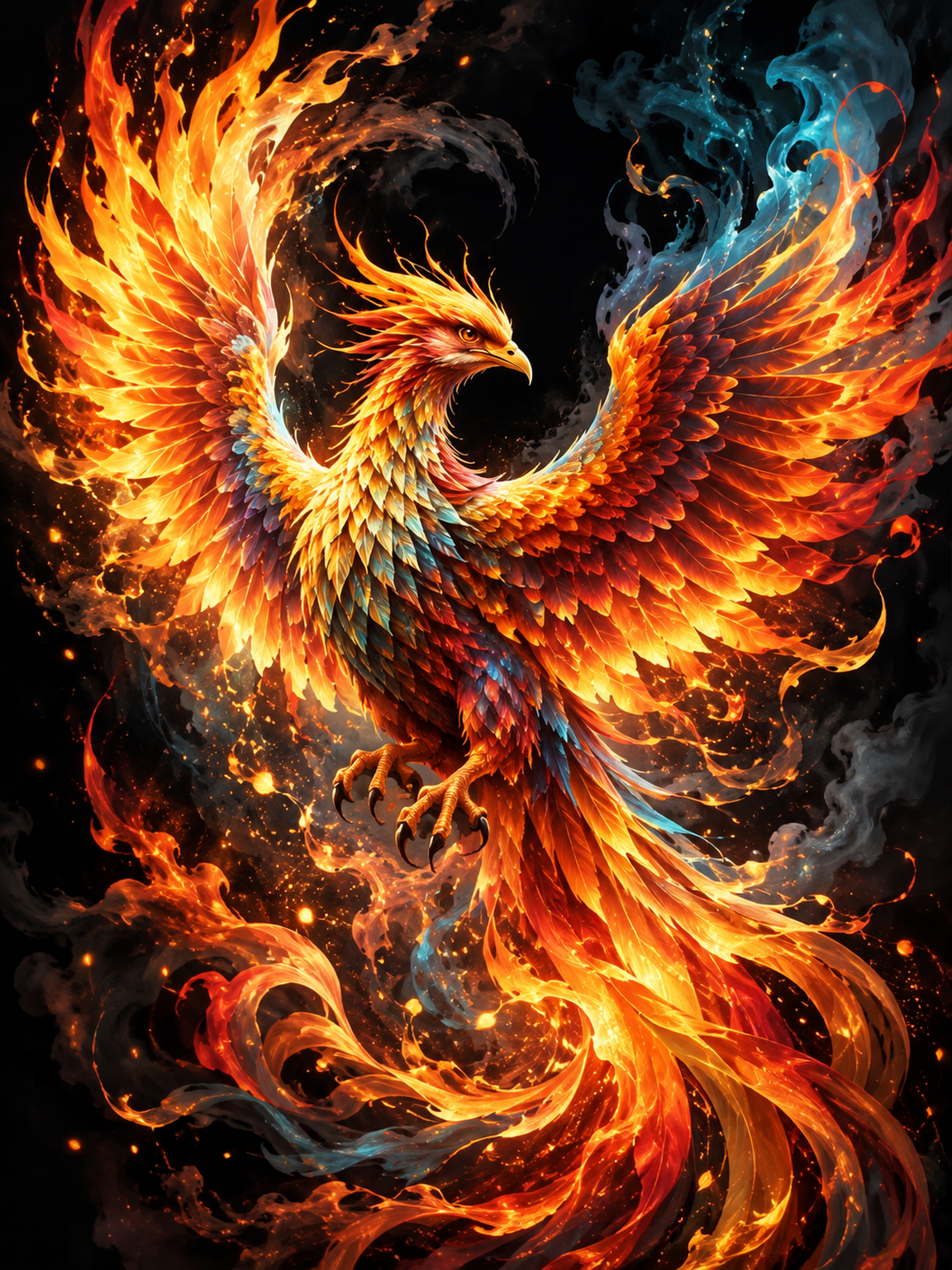 Phoenix of Fire and Ice original diamond painting artwork