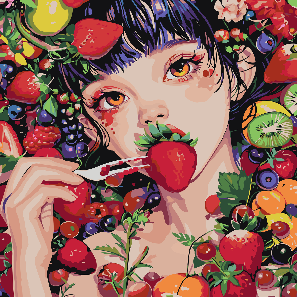Fruit Garden Woman Portrait original diamond painting artwork