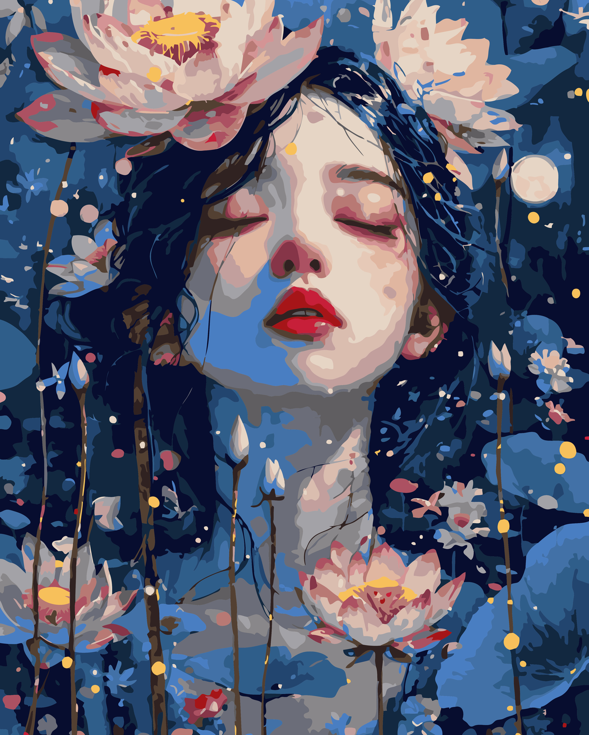 Enchanted Lotus Woman original diamond painting artwork