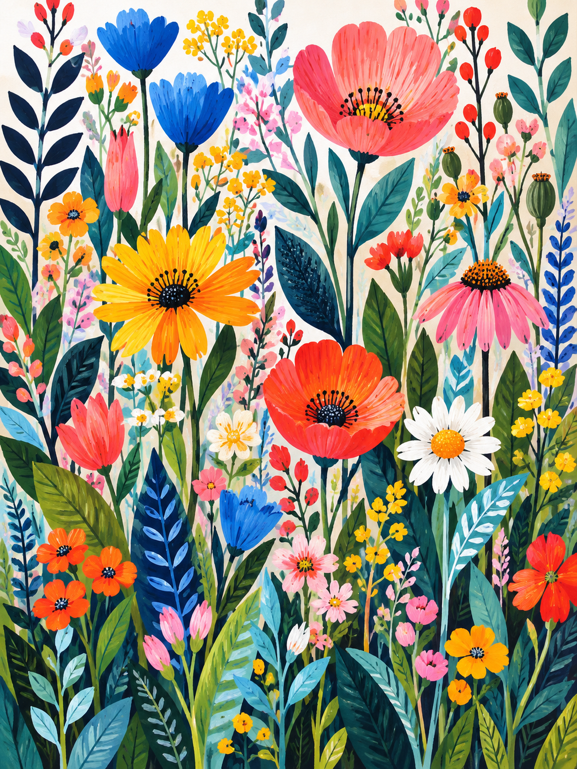 Painterly Wildflower Garden original diamond painting artwork