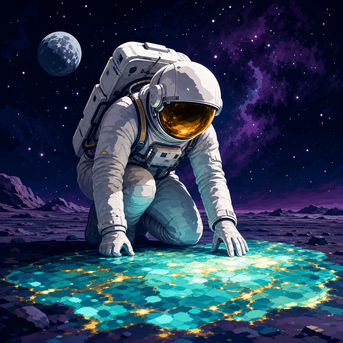Luminous Surface Discovery original diamond painting artwork