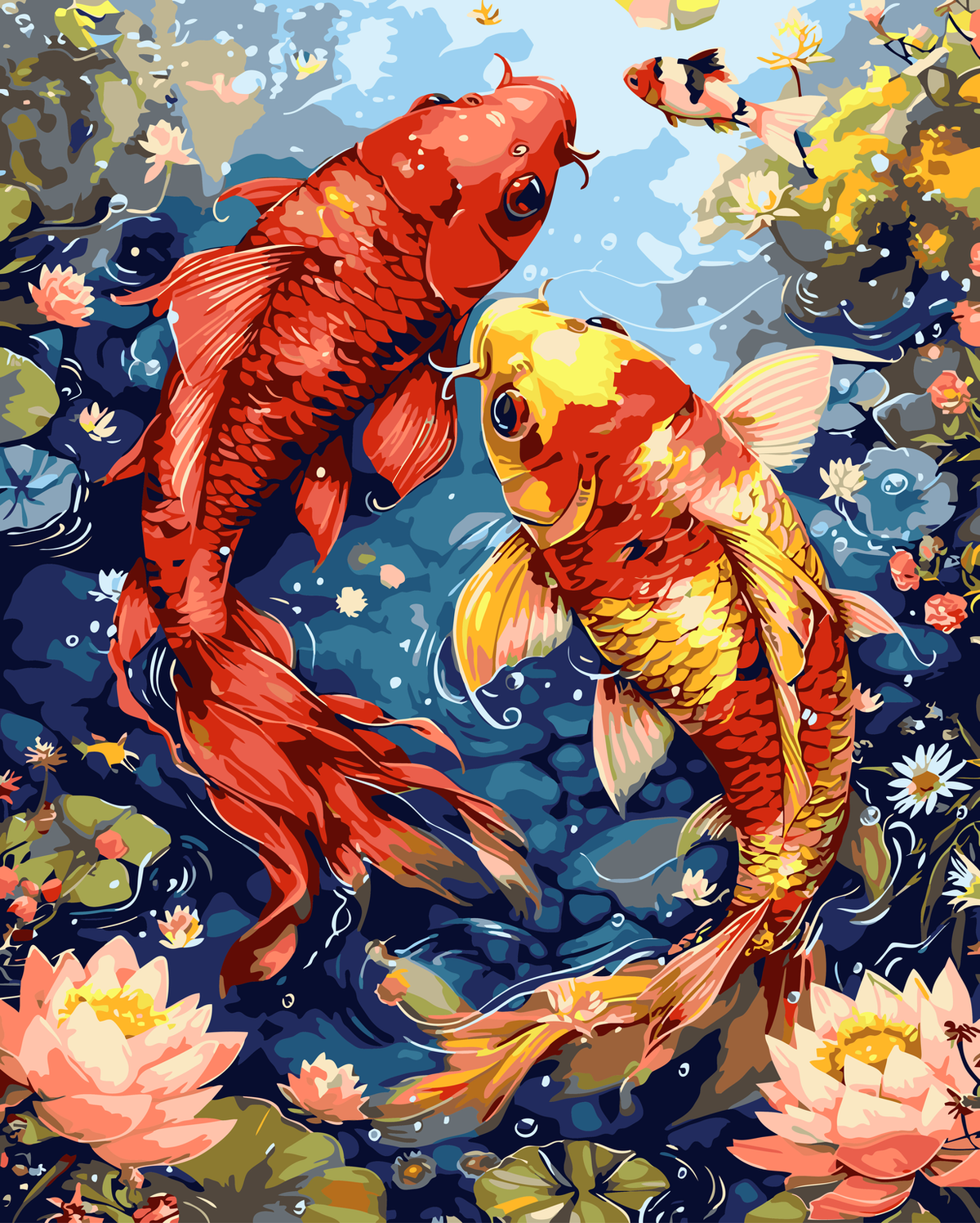 Colorful Koi Pond original diamond painting artwork