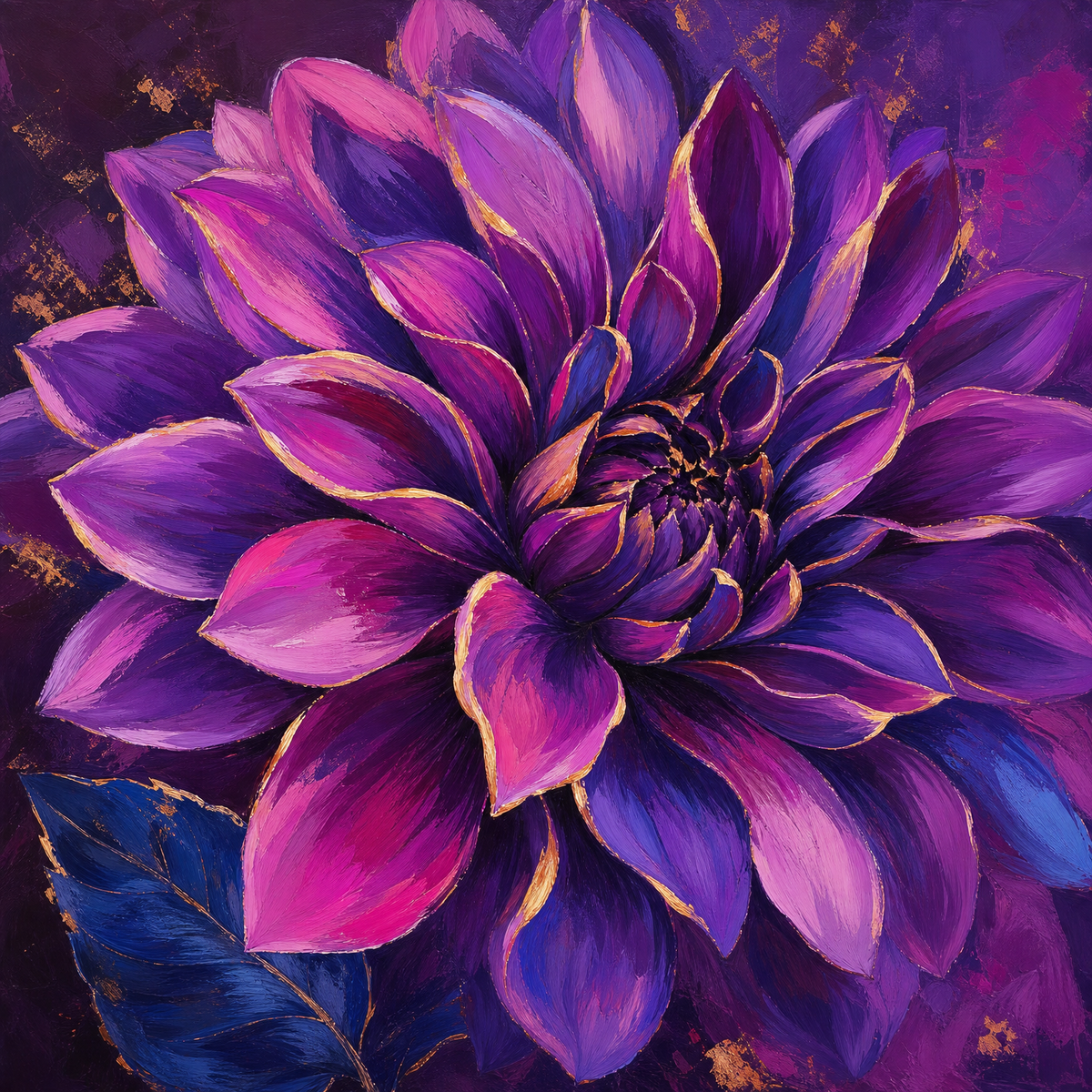 Electric Violet Dahlia original diamond painting artwork