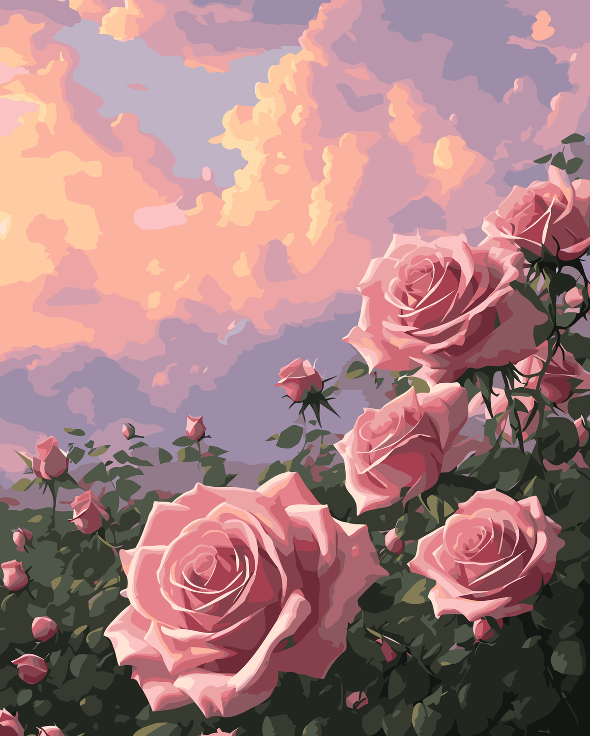 Blush Rose Garden original diamond painting artwork