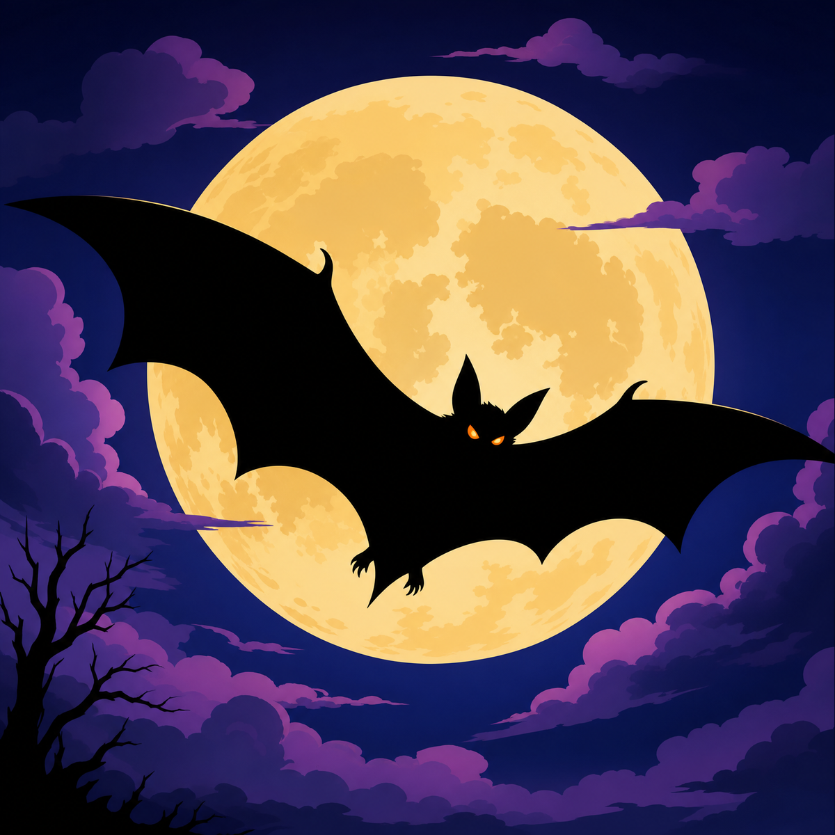 Moonlit Halloween Bat original diamond painting artwork