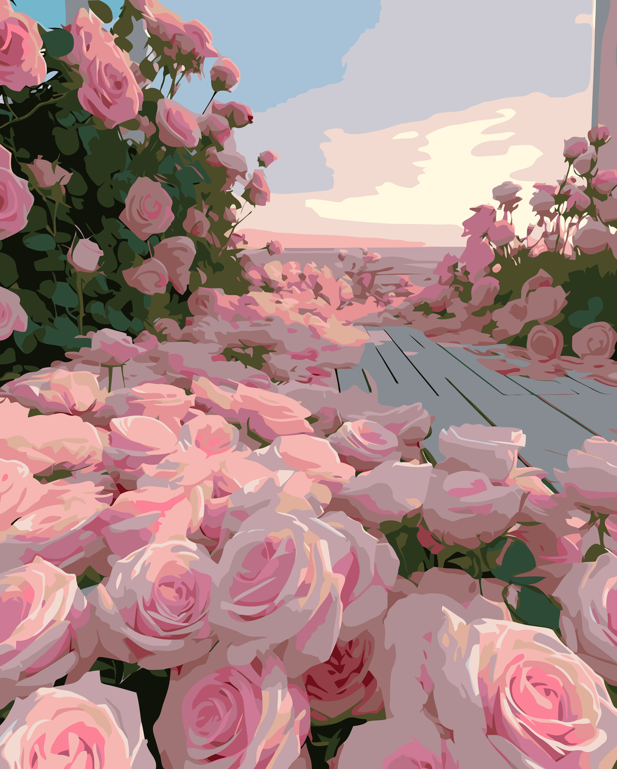 Rose Garden Pathway original diamond painting artwork