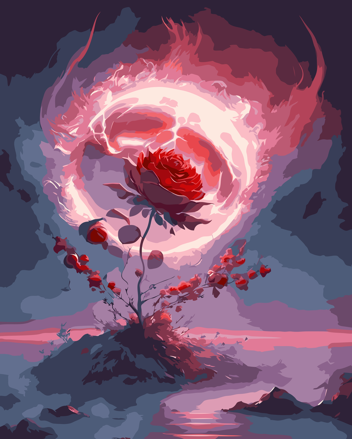 Rose Bloom at Twilight original diamond painting artwork