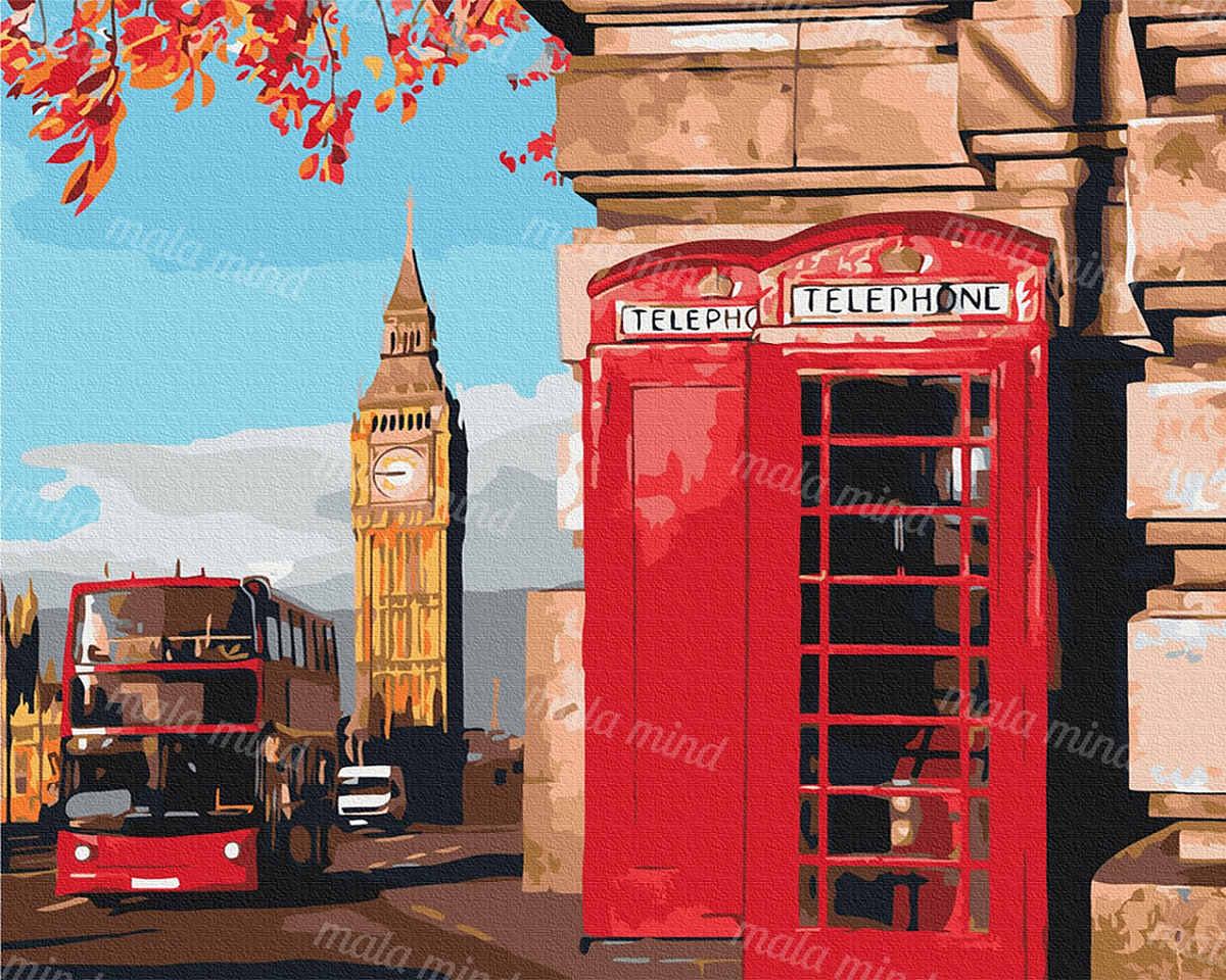 Stylized London street with a red telephone booth, Big Ben, and a red double-decker bus — 02_master_artwork