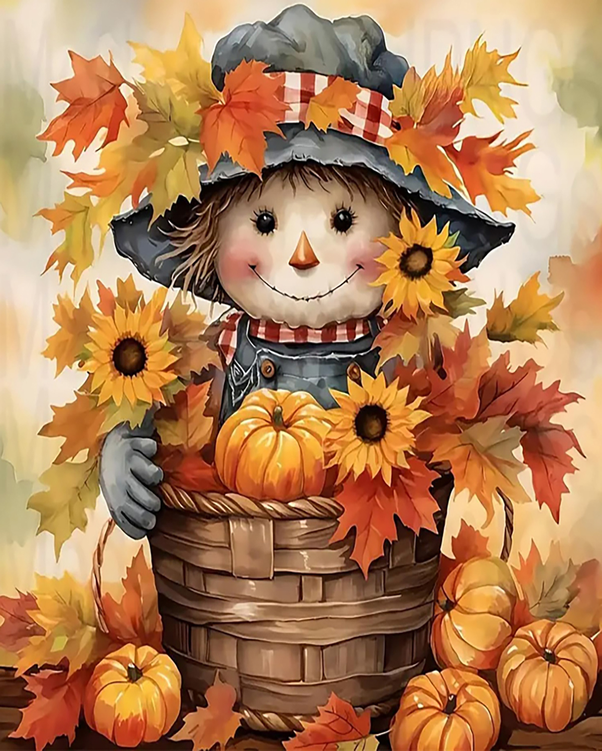 Autumn Harvest Scarecrow original diamond painting artwork