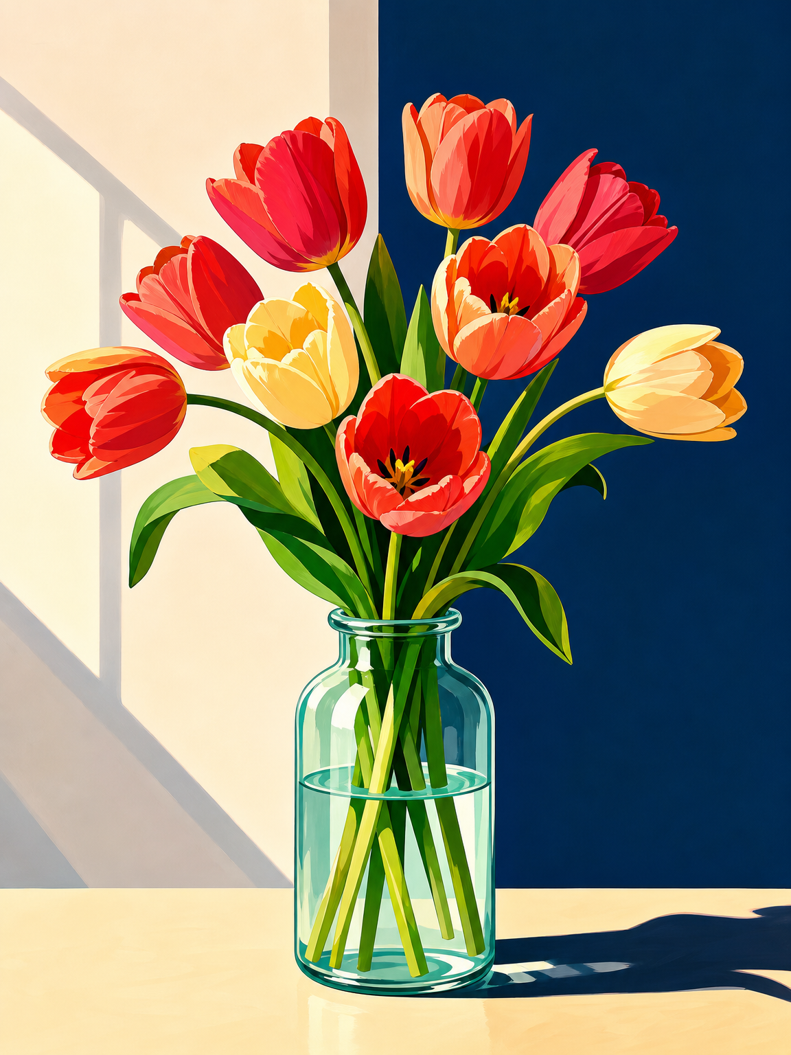 Vivid Tulips in Glass original diamond painting artwork