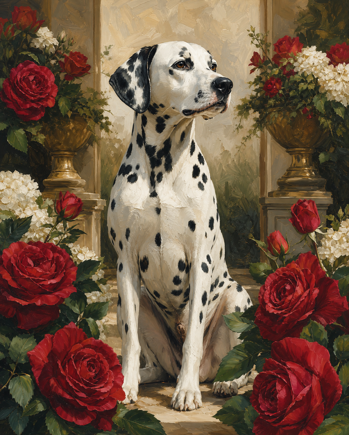Dalmatian Among Roses original diamond painting artwork