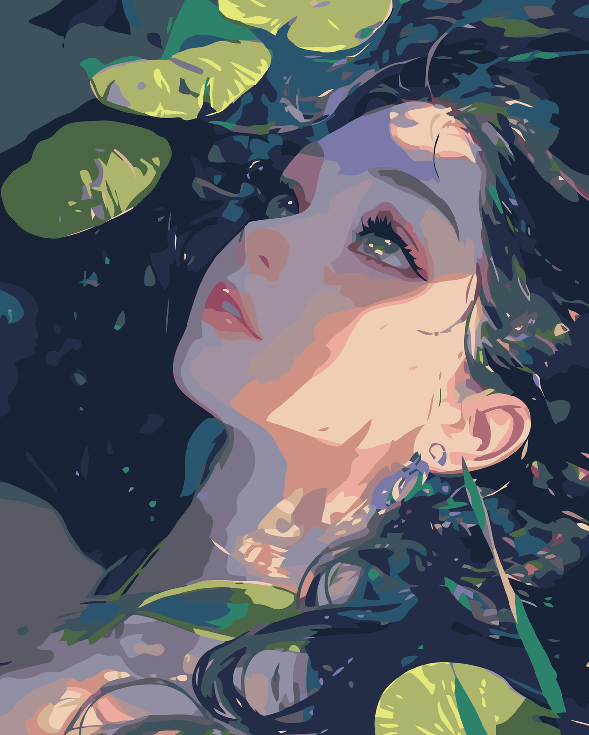 Botanical Woman Portrait original diamond painting artwork