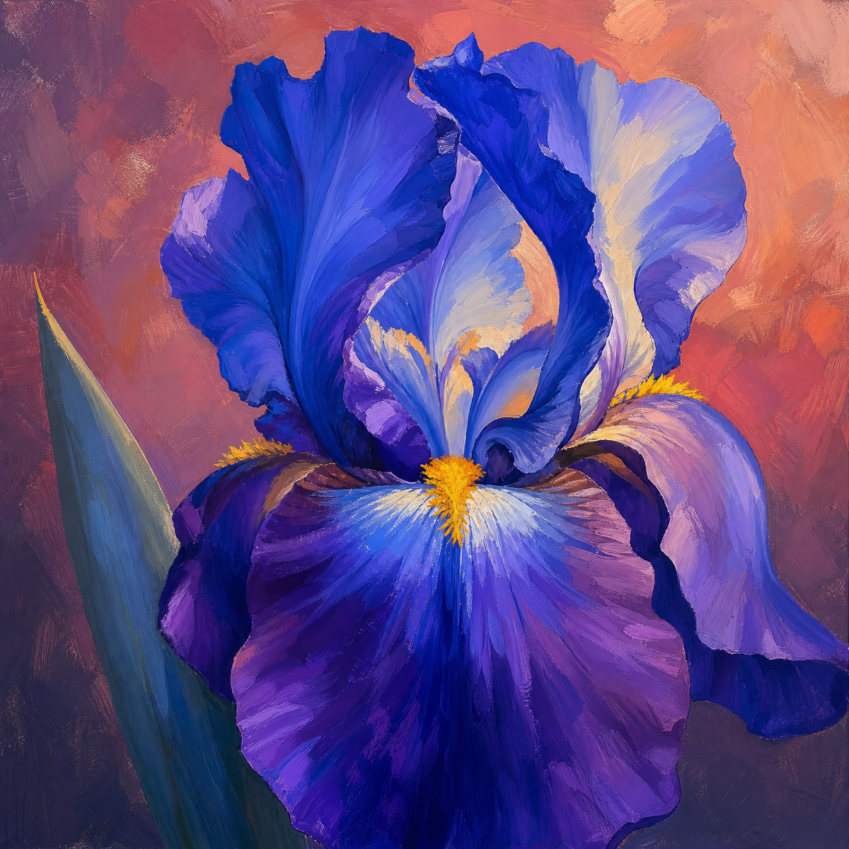 Cobalt Violet Iris original diamond painting artwork