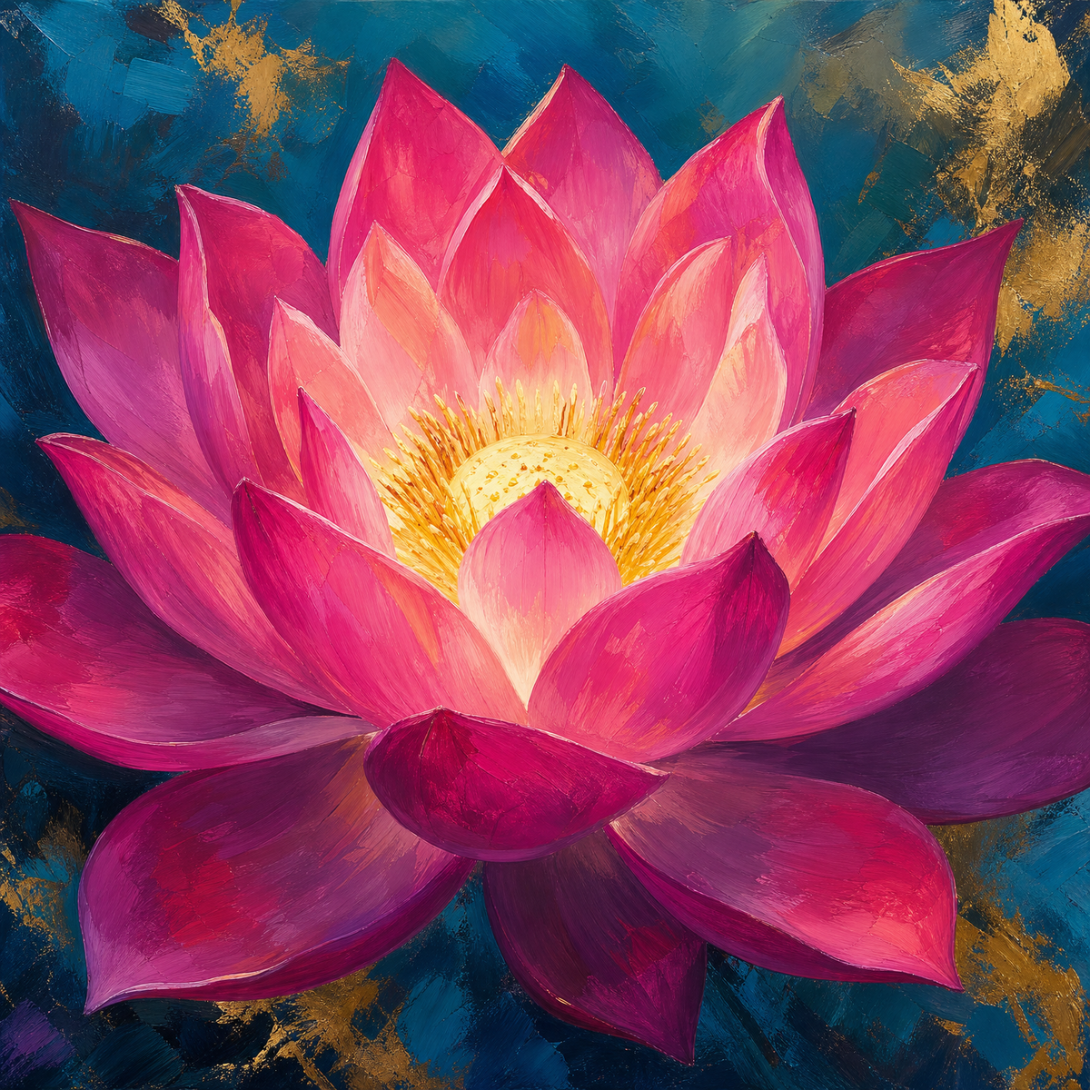 Luminous Magenta Lotus original diamond painting artwork