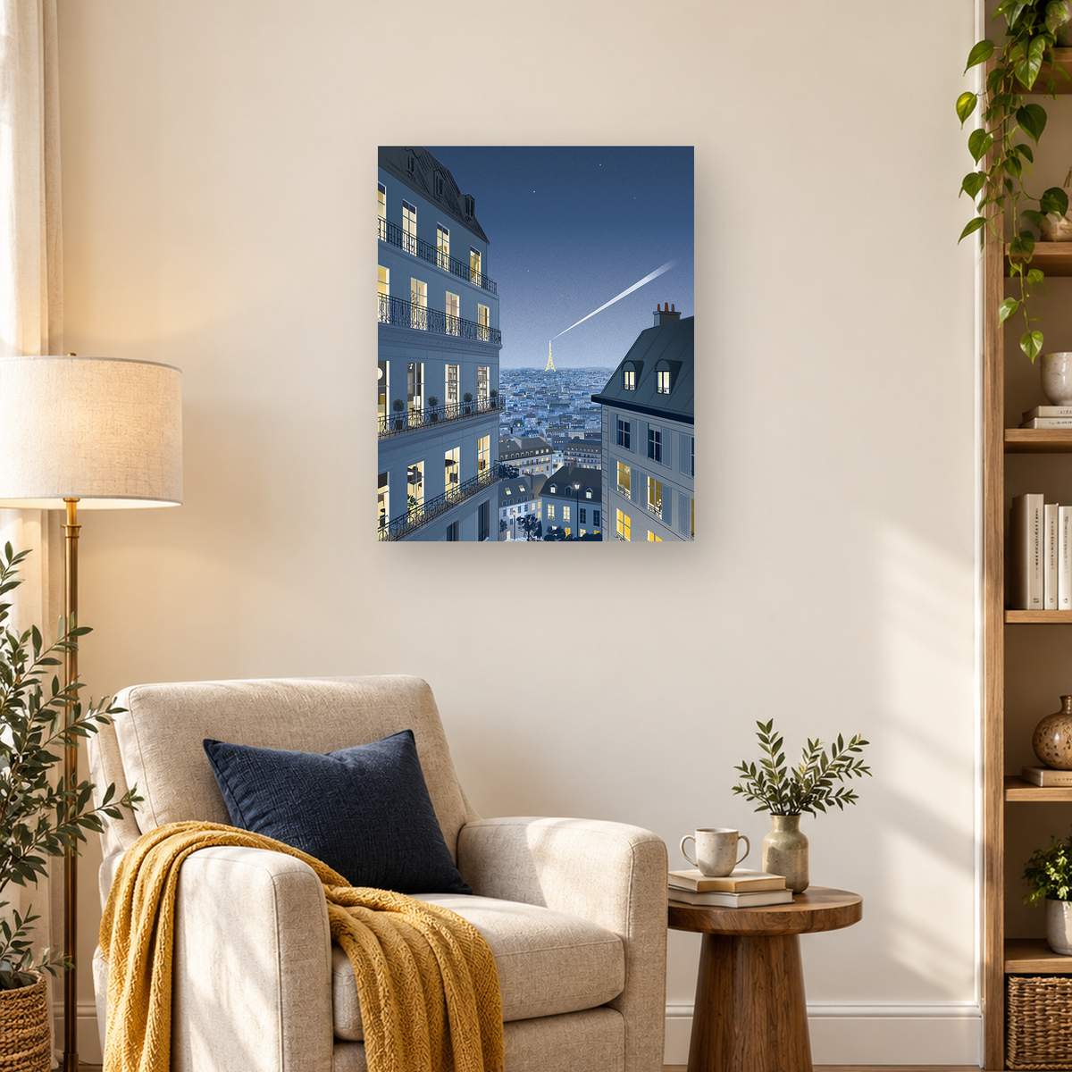 Nighttime Paris cityscape with glowing buildings framing the illuminated Eiffel Tower — 03_lifestyle_hero