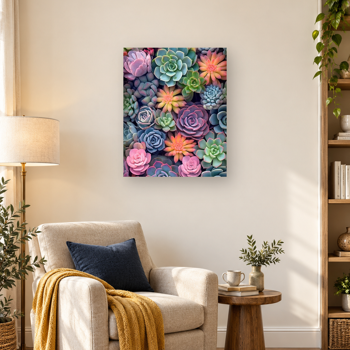 Colorful close-up arrangement of pink, purple, blue-green, and orange succulent rosettes — 03_lifestyle_hero
