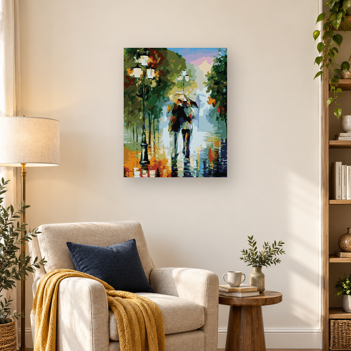 Stylized dark-clothed figure in a light hat walking along a pale path through dense green trees — 03_lifestyle_hero