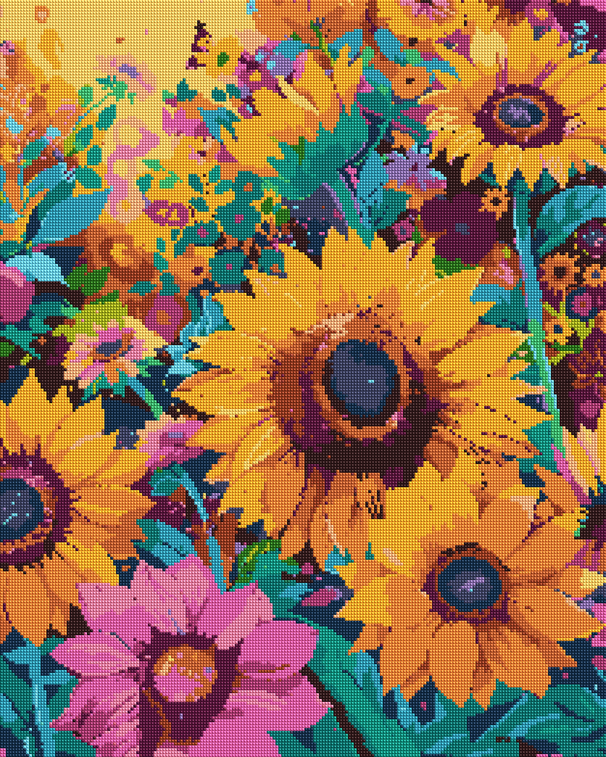 Vibrant Sunflower Garden diamond painting effect