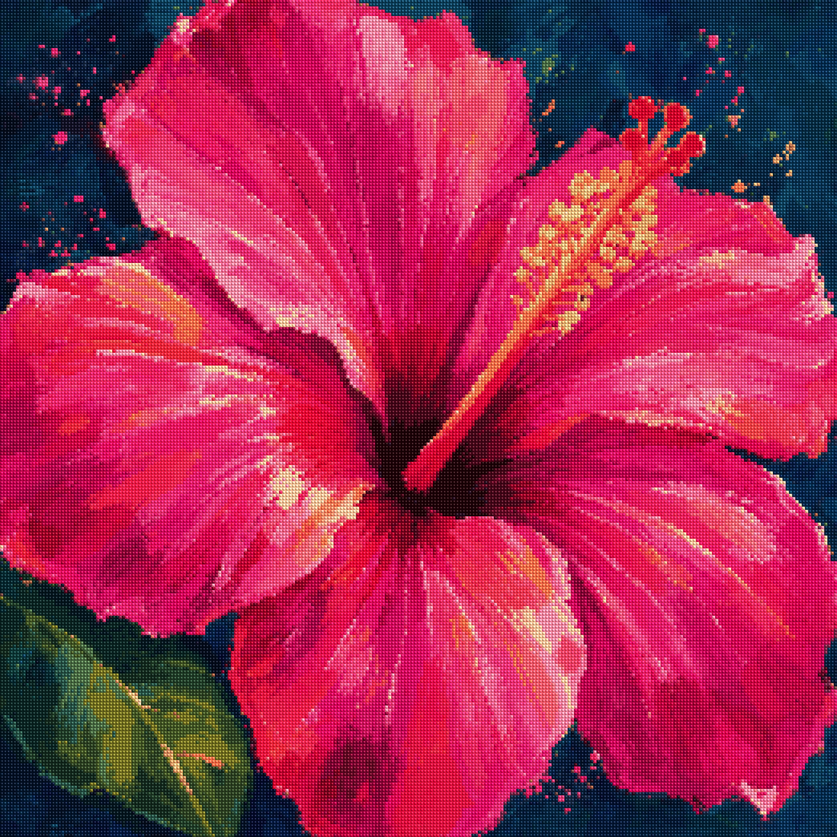 Radiant Fuchsia Hibiscus diamond painting effect