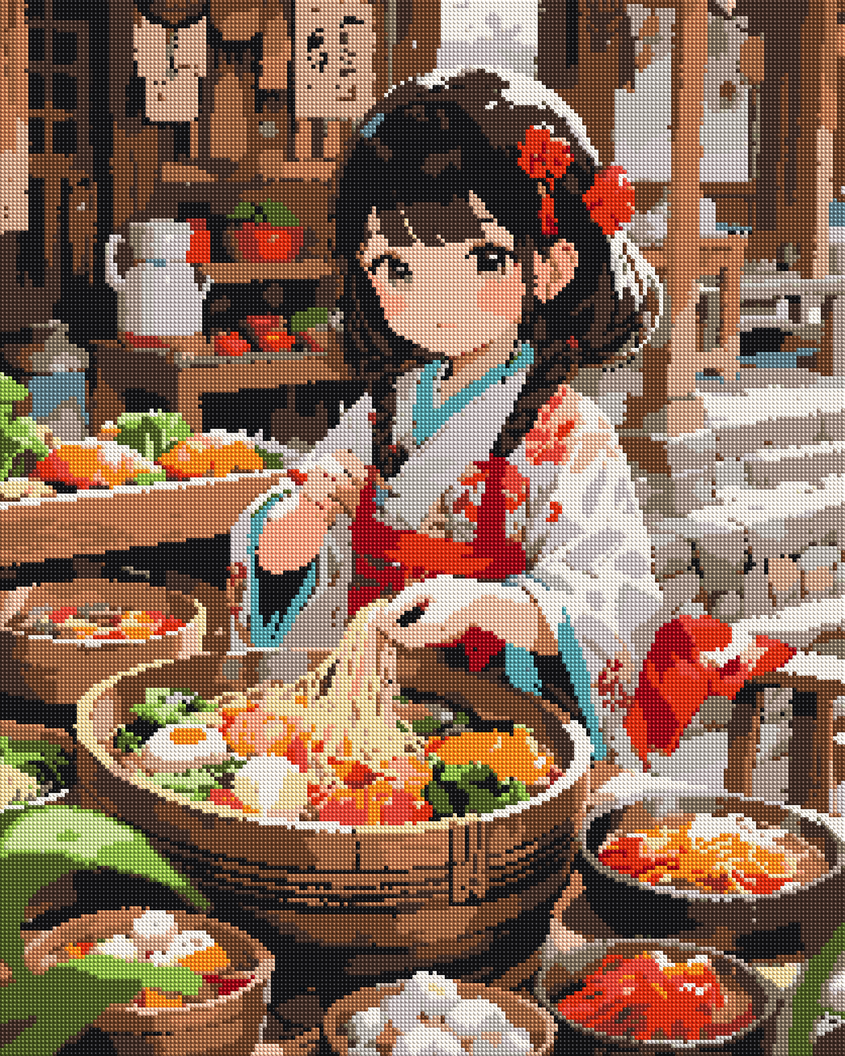 Japanese Market Noodle Cook diamond painting effect