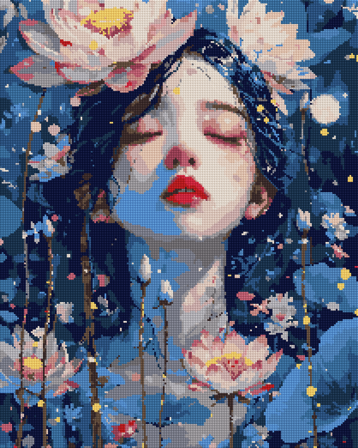 Enchanted Lotus Woman diamond painting effect