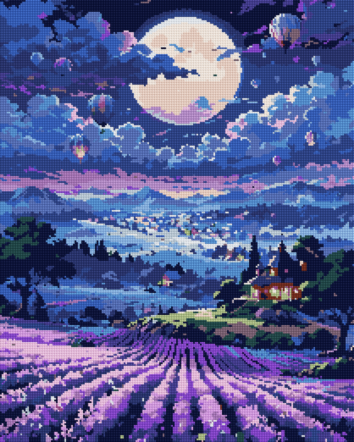 Moonlit Balloon Valley diamond painting effect