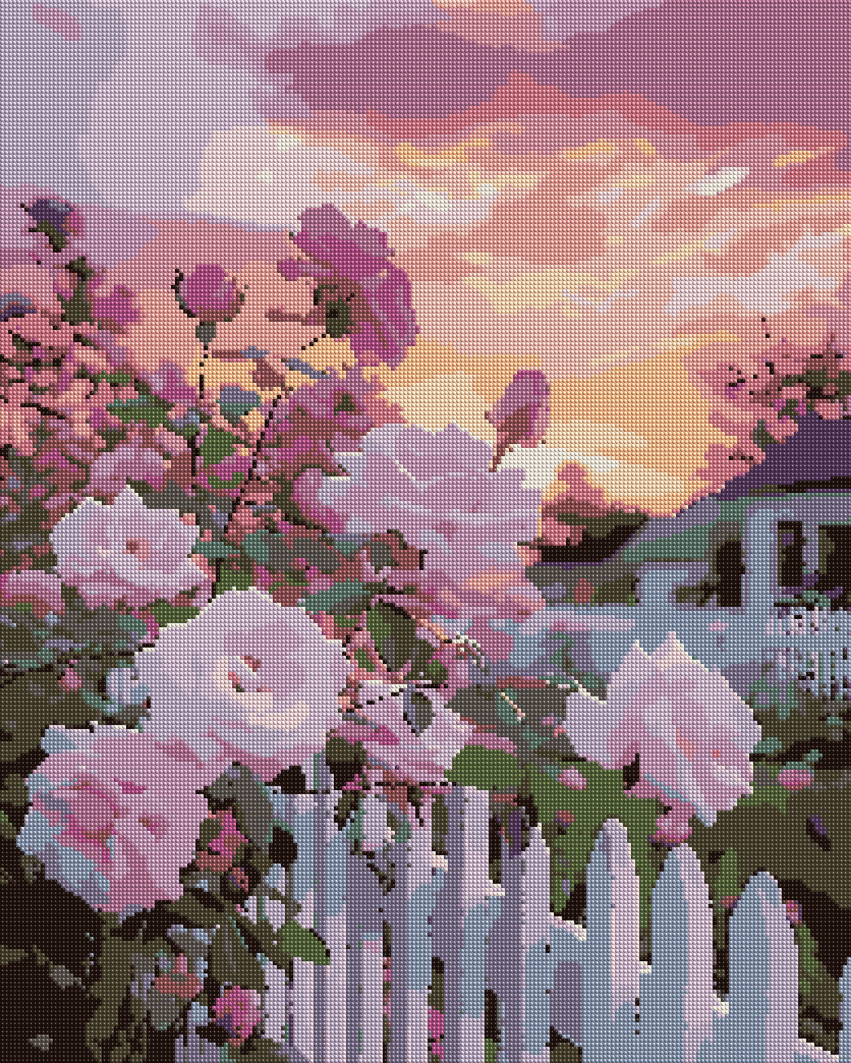 Rose Garden at Sunset diamond painting effect
