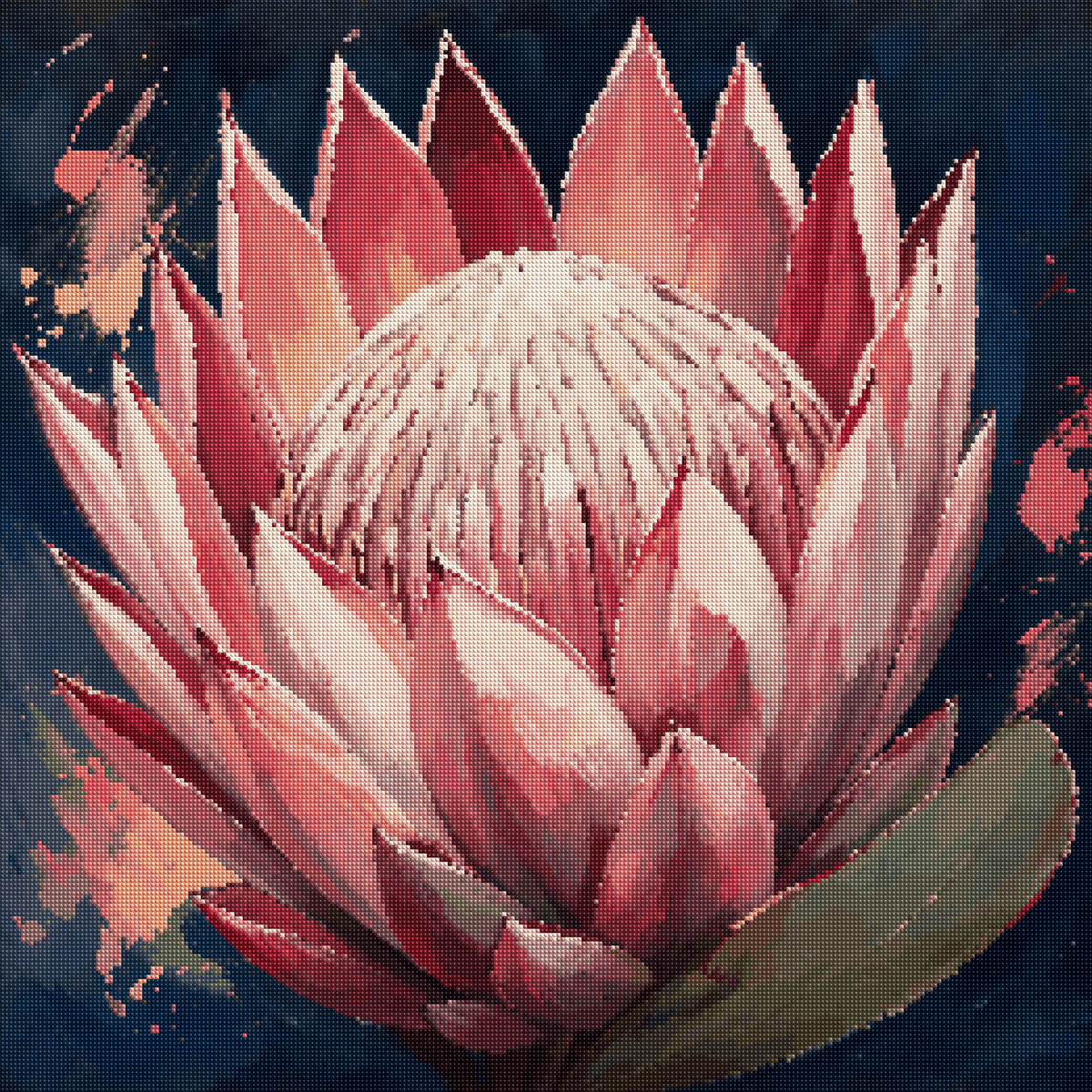 Oversized Blush Protea diamond painting effect