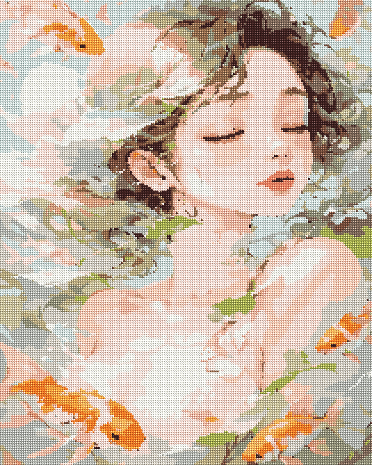 Koi Garden Woman diamond painting effect