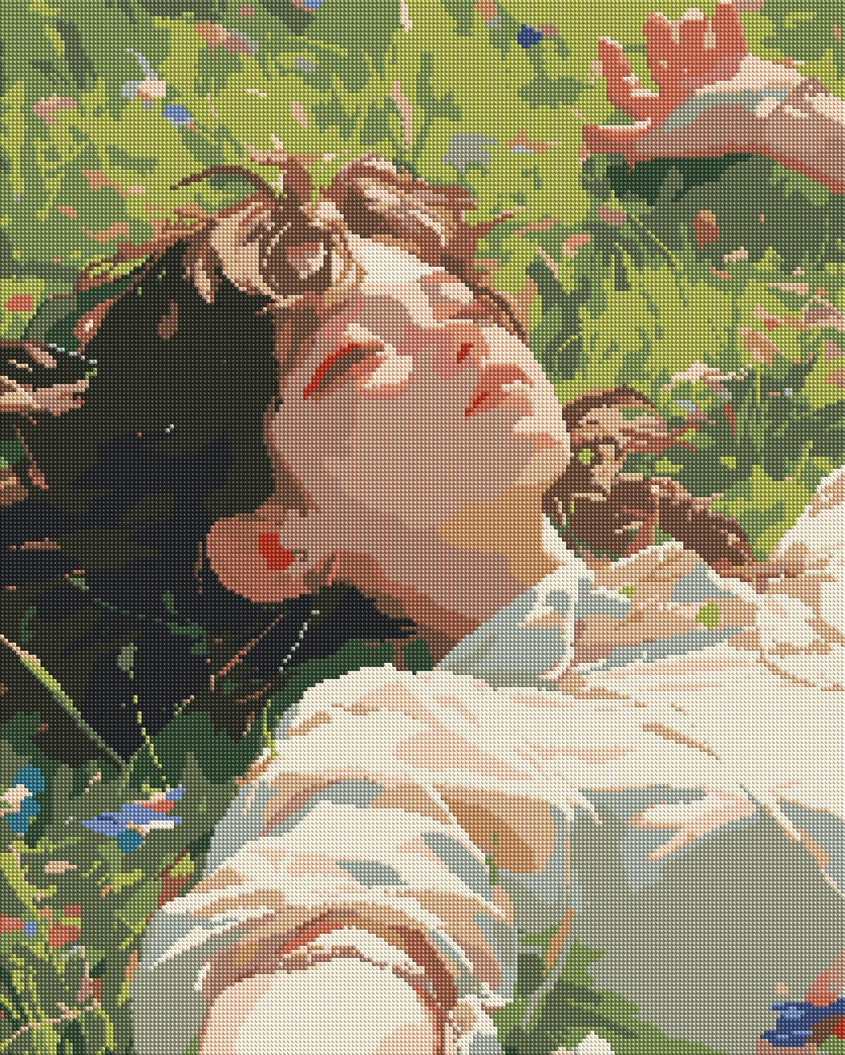 Sleeping Cat in the Garden diamond painting effect