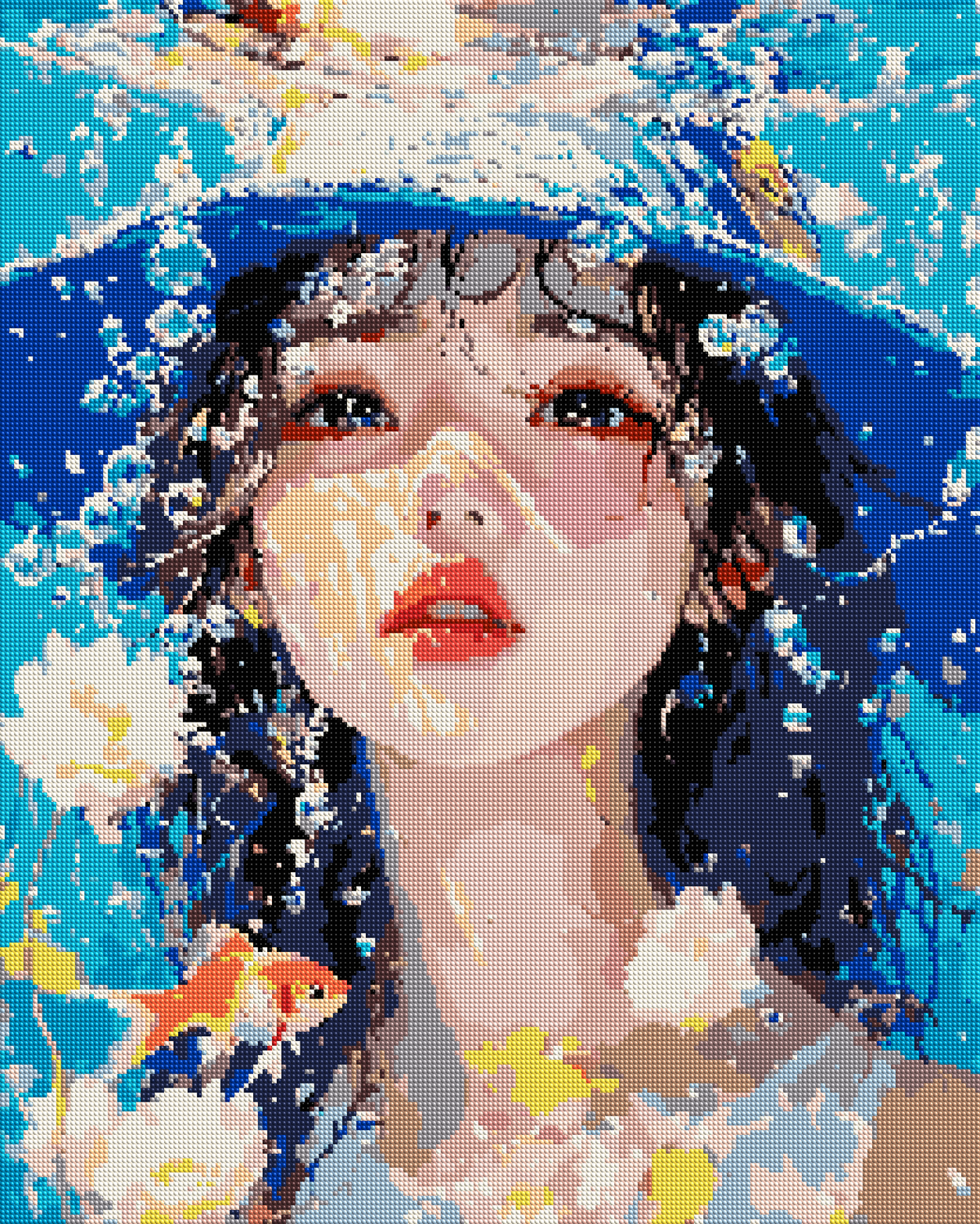 Underwater Portrait with Goldfish diamond painting effect