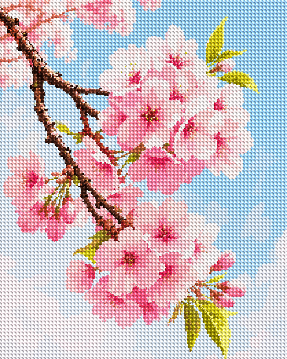 Pink Cherry Blossom Branch diamond painting effect