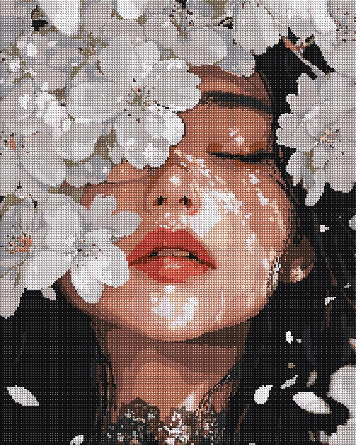 Blossom Crown Portrait diamond painting effect