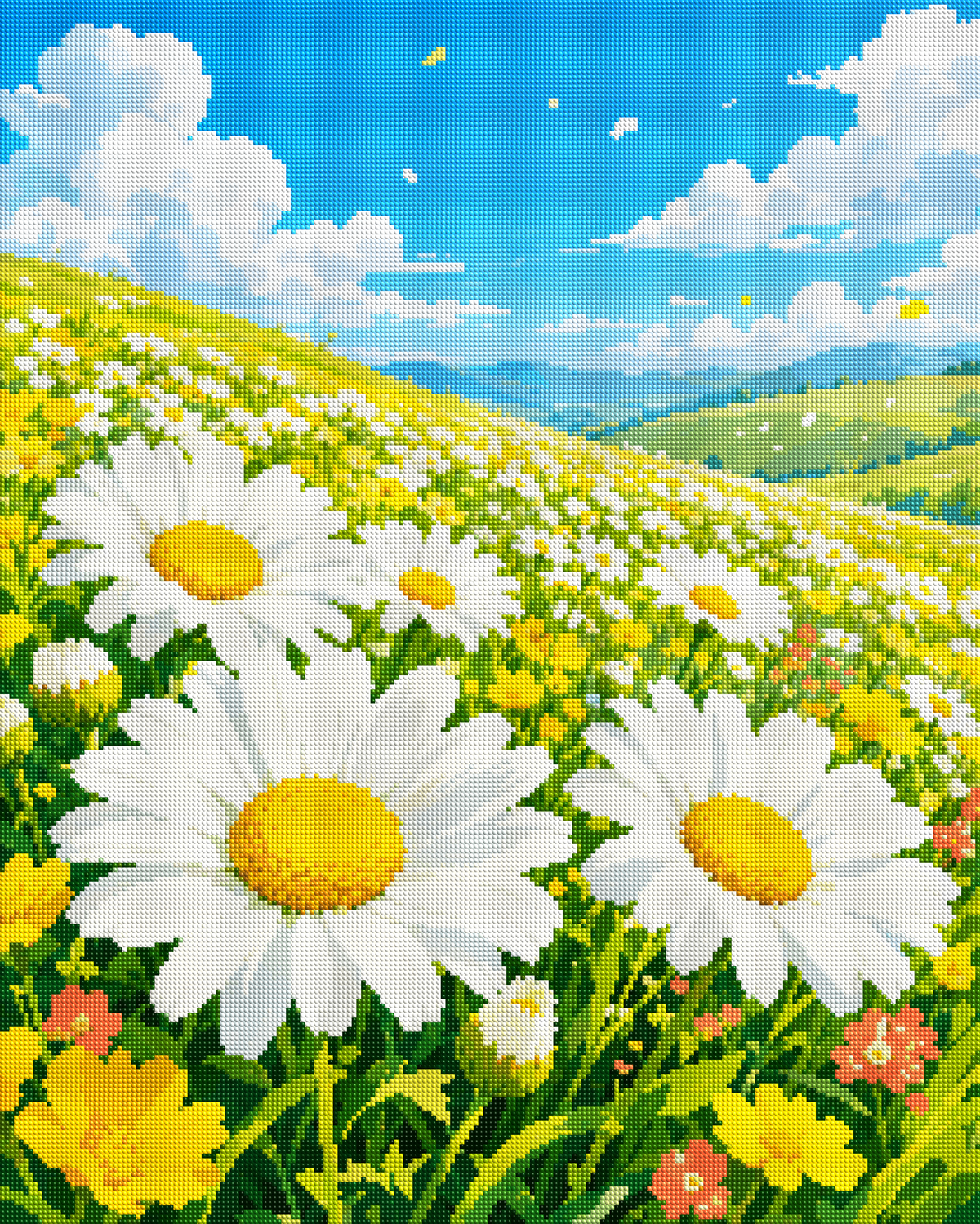 Daisy Meadow in Spring diamond painting effect