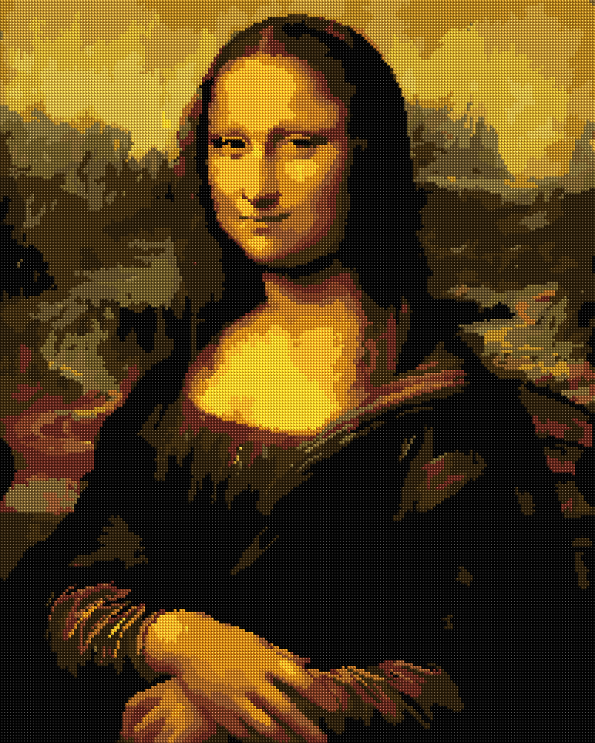 Golden Mona Lisa Portrait diamond painting effect