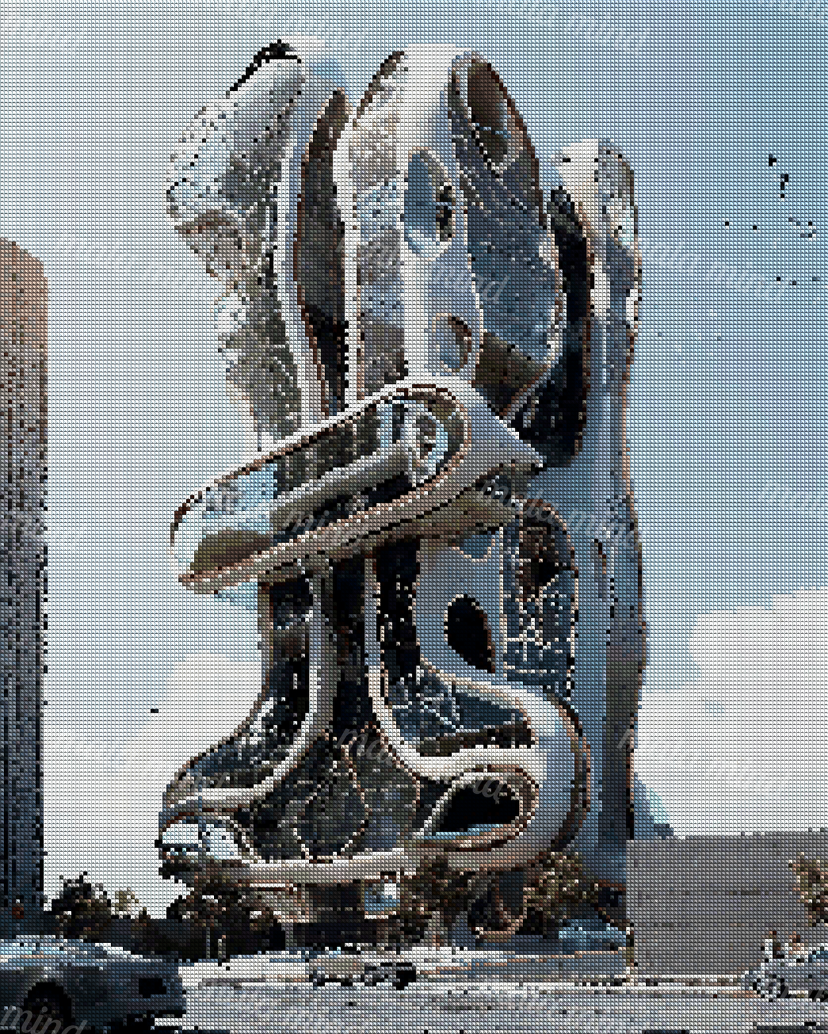 Futuristic organic skyscraper with curved glass forms above cars and pedestrians on a city street — 04_diamond_render