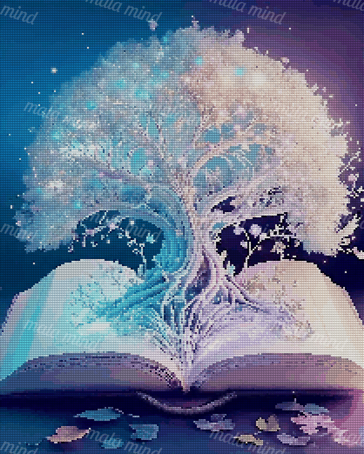 Luminous flowering tree growing from an open book against a deep blue and violet background — 04_diamond_render