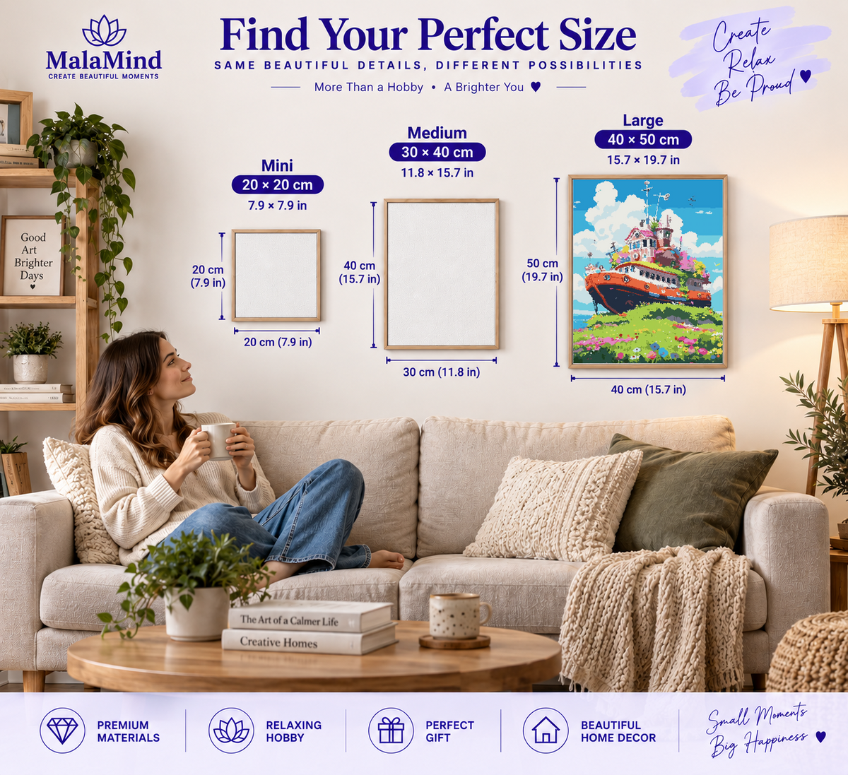Whimsical Houseboat in Bloom size comparison