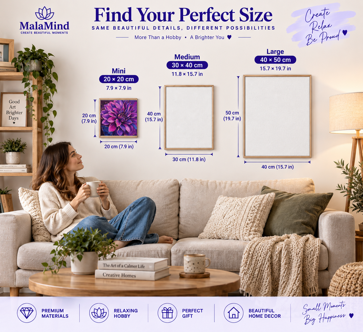 Electric Violet Dahlia size comparison