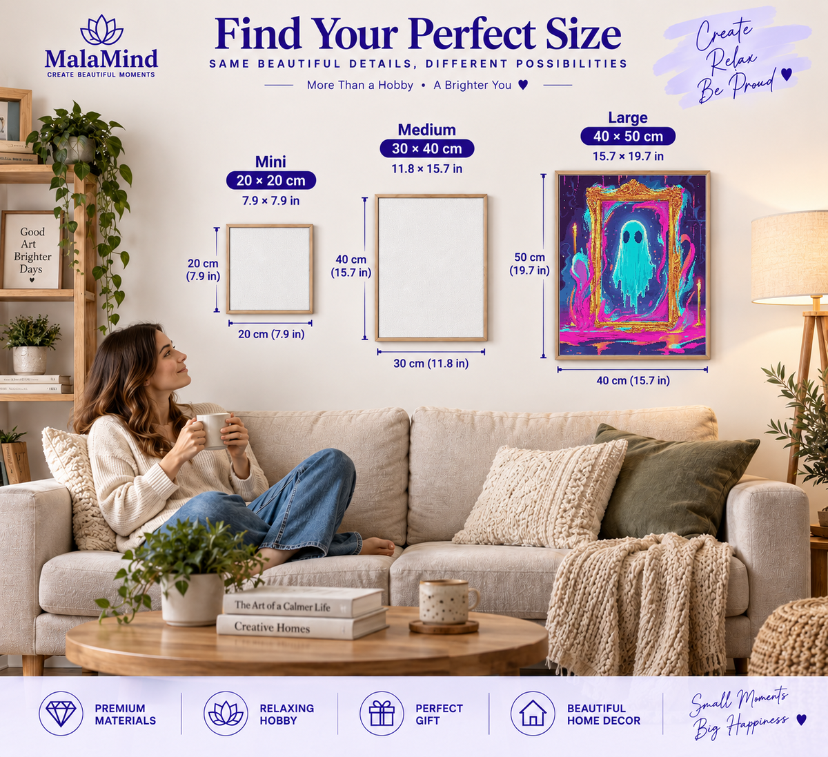 Neon Ghost in an Ornate Frame size comparison
