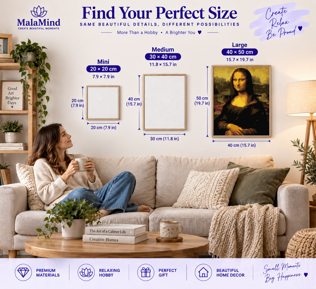 Golden Mona Lisa Portrait size comparison