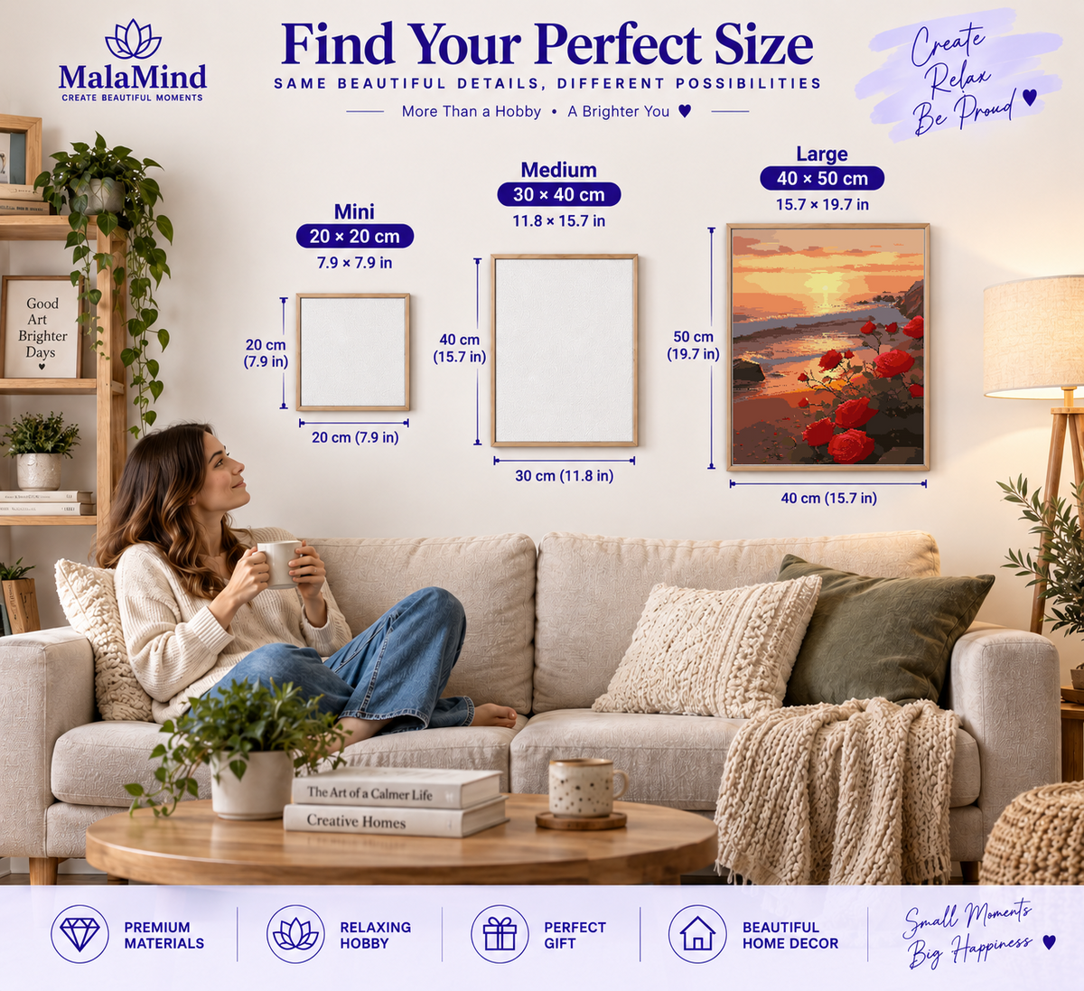 Roses Over a Sunset Shore size comparison