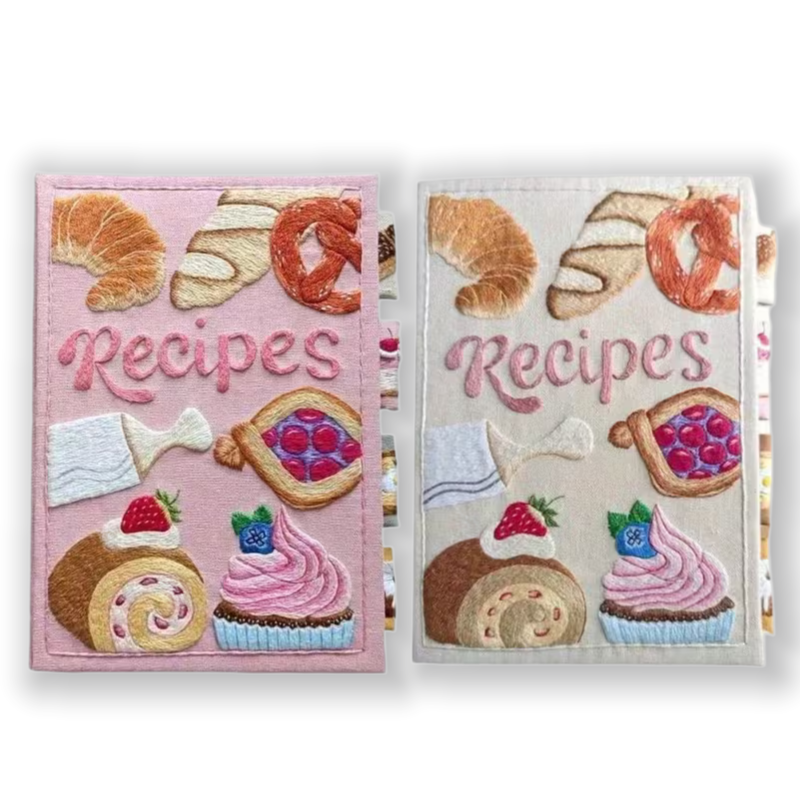 DIY Handcrafted Recipe Journal with Hand-Embroidered Illustrations