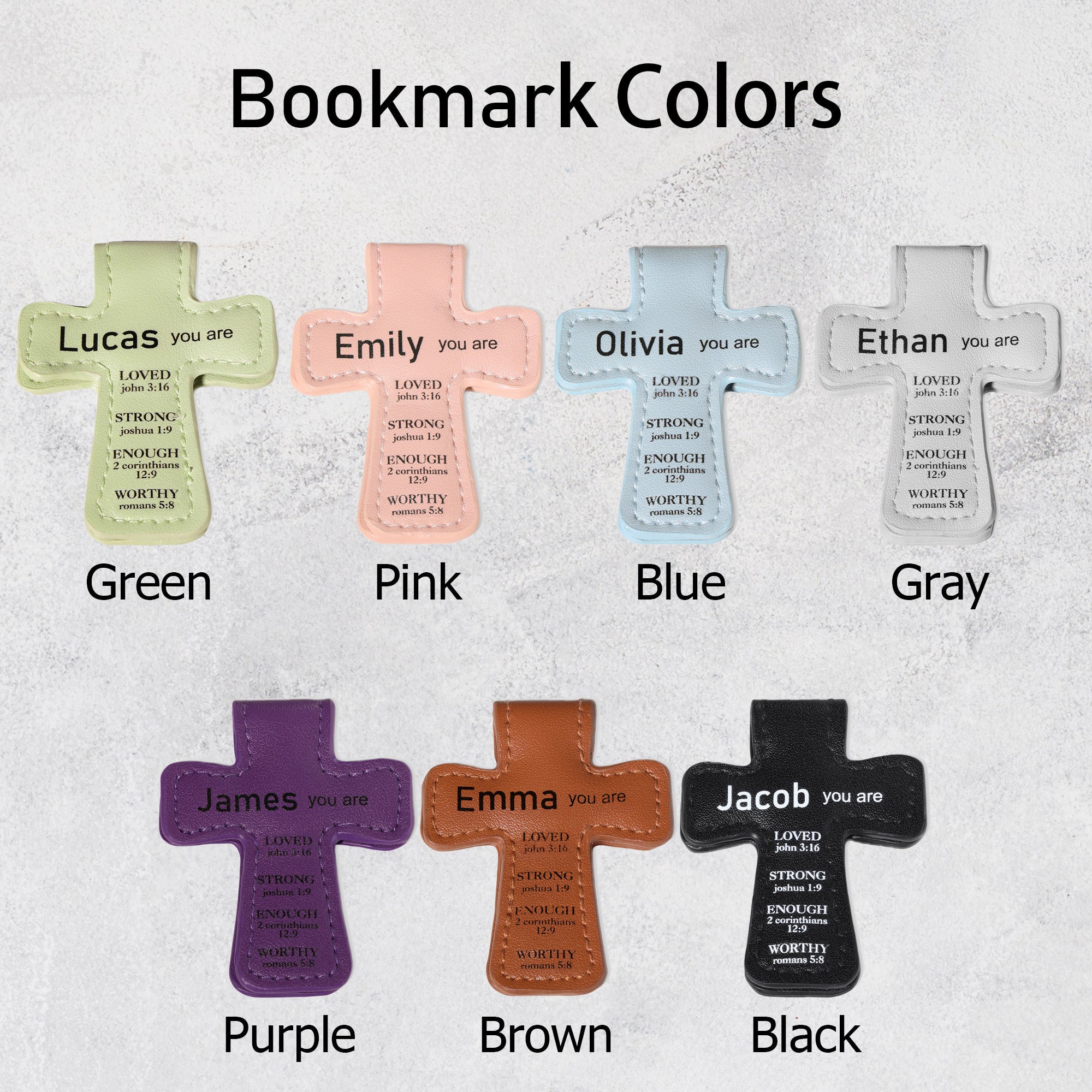 Personalized Name Leather Cross Magnetic Bible Bookmark with Bible Verses
