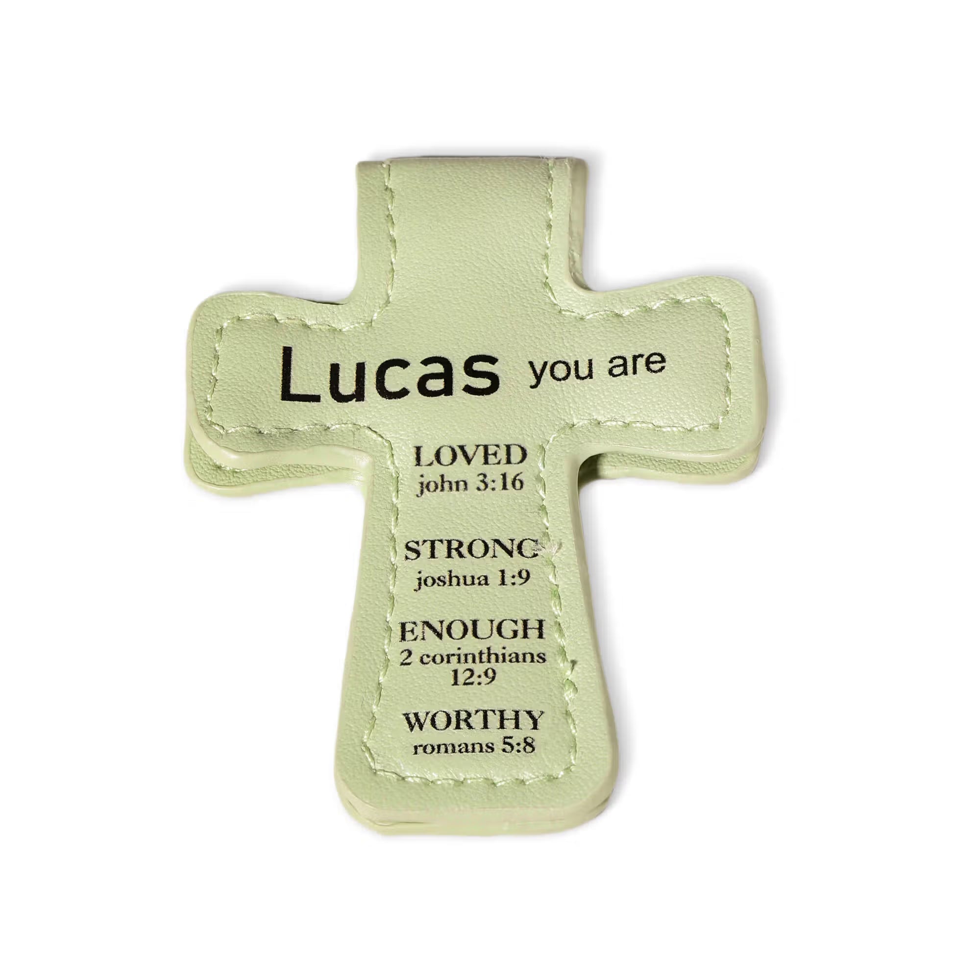 Personalized Name Leather Cross Magnetic Bible Bookmark with Bible Verses
