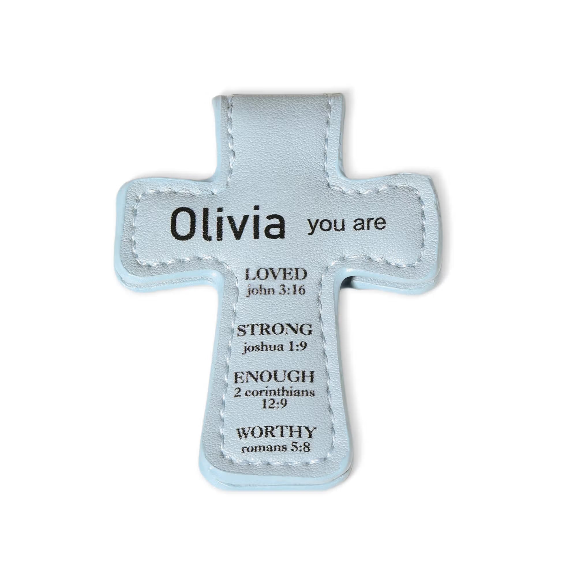 Personalized Name Leather Cross Magnetic Bible Bookmark with Bible Verses