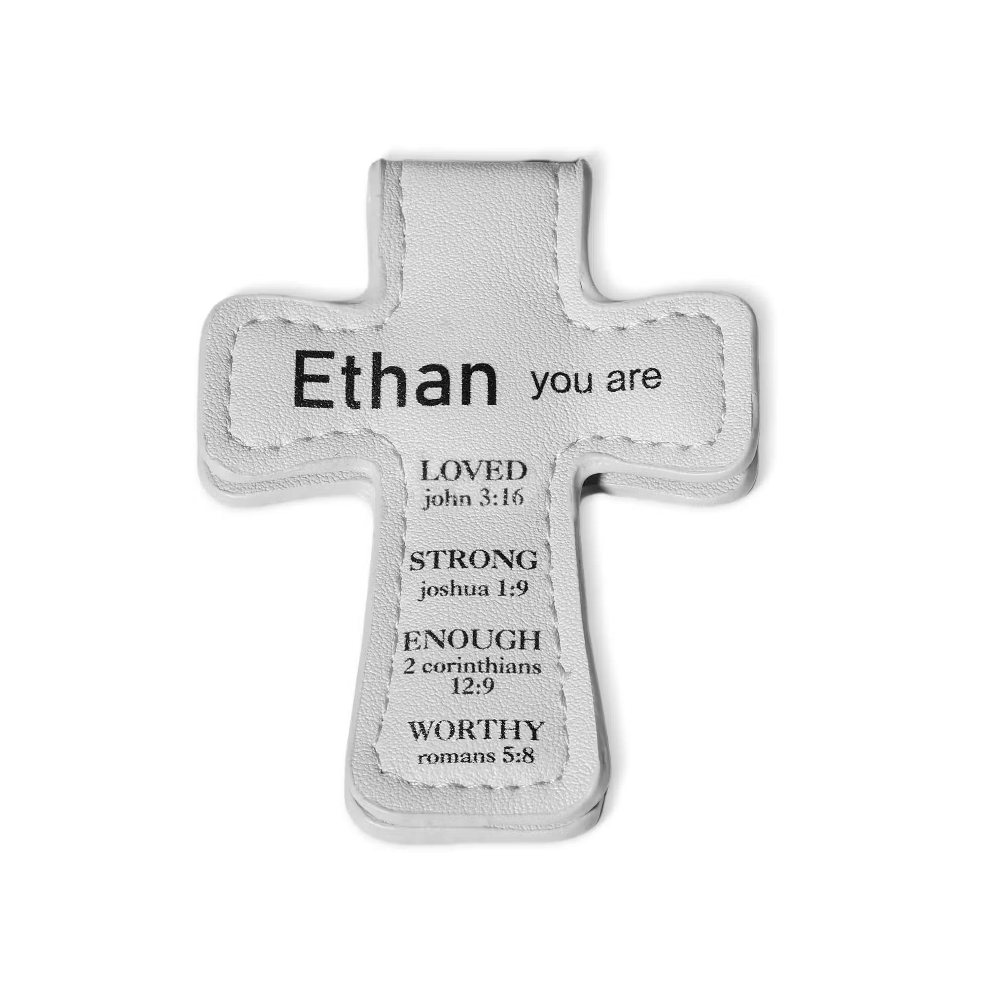 Personalized Name Leather Cross Magnetic Bible Bookmark with Bible Verses