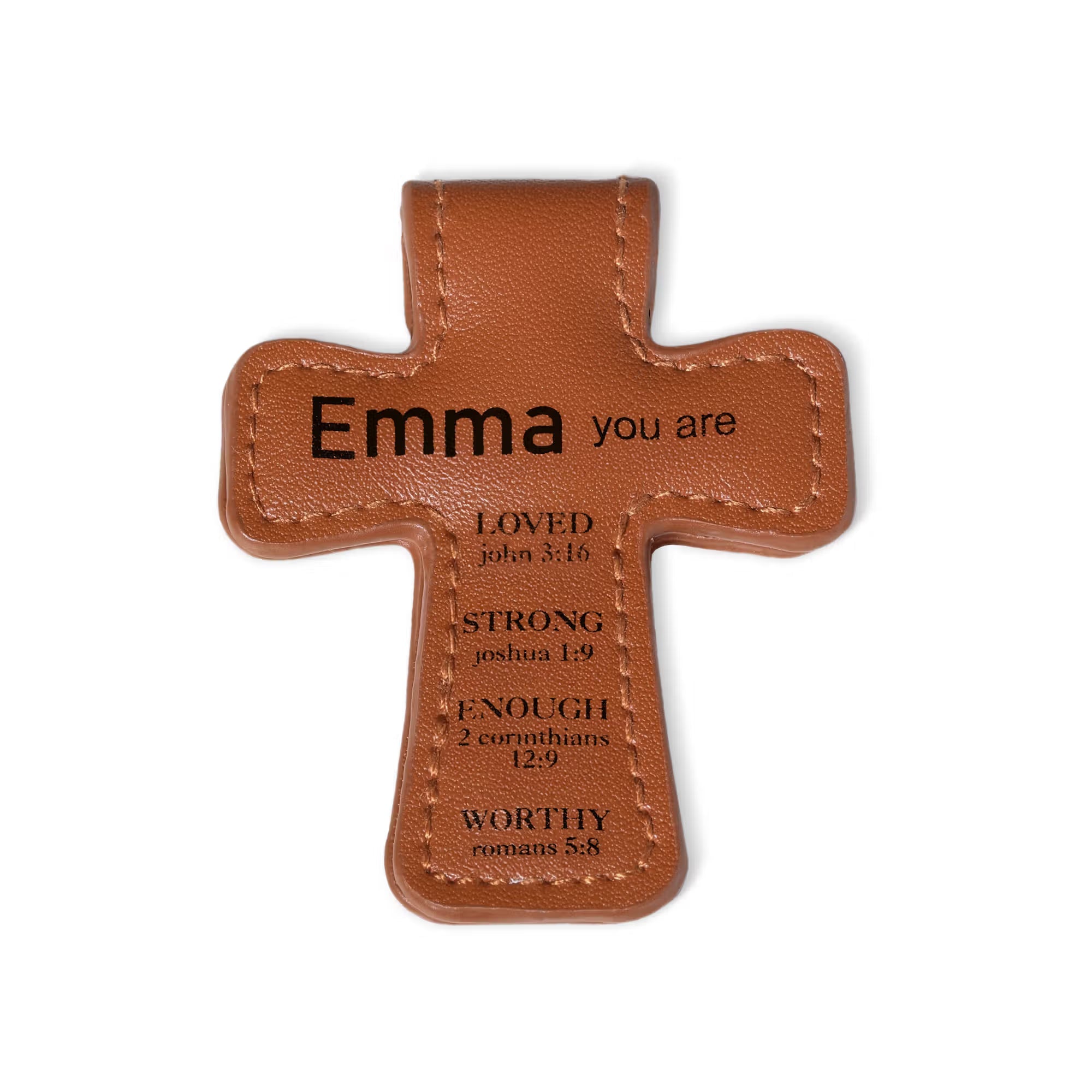 Personalized Name Leather Cross Magnetic Bible Bookmark with Bible Verses