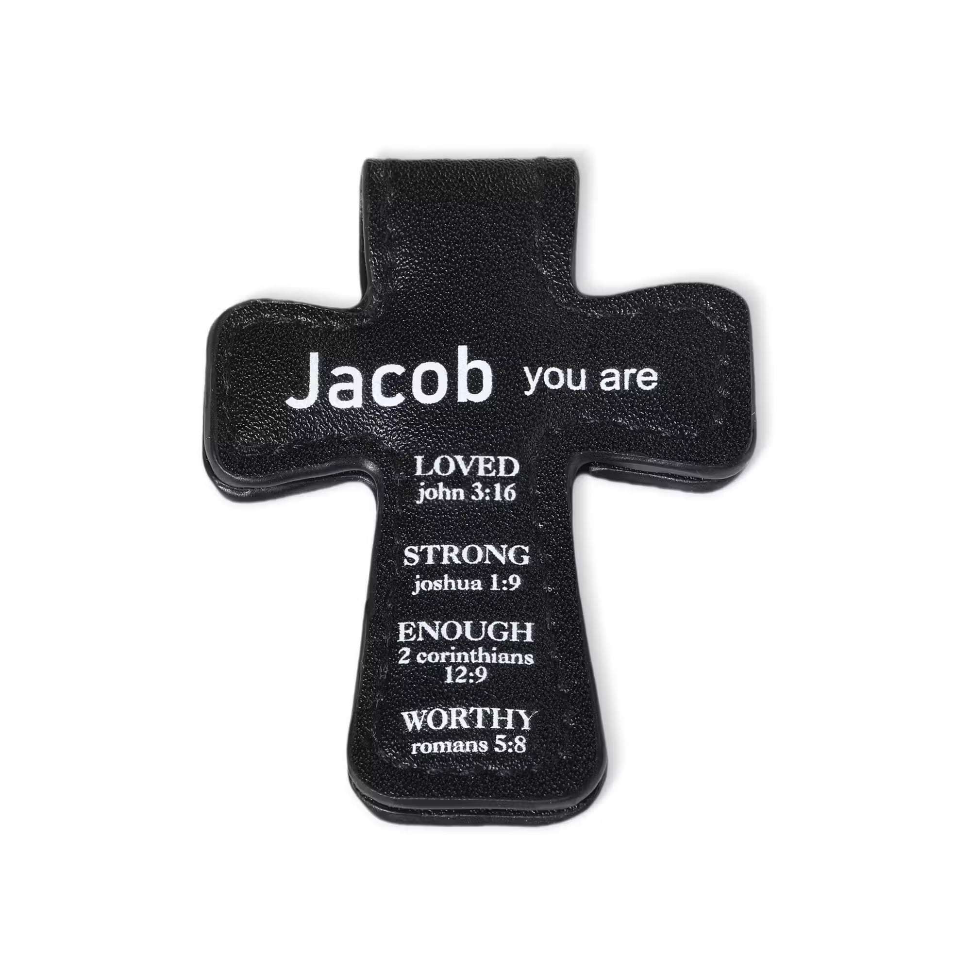 Personalized Name Leather Cross Magnetic Bible Bookmark with Bible Verses