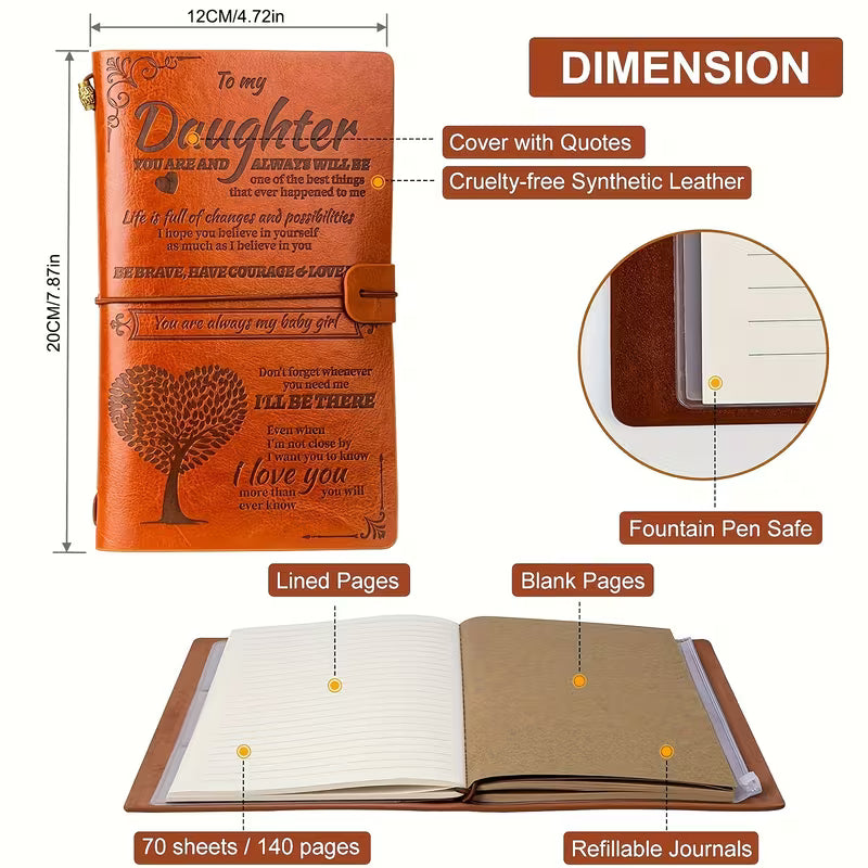 To My Daughter Leather Journal – A Meaningful Gift from Mom & Dad